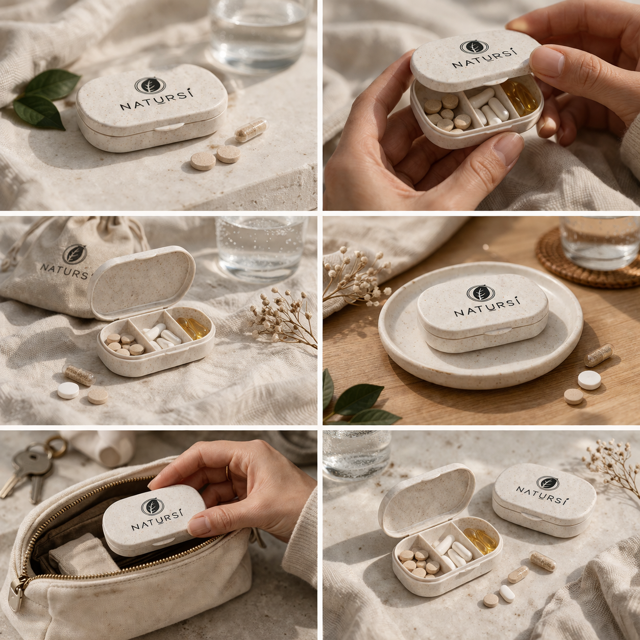 Pastillero Minimalista Natursí – Fibra de Bambú - 3 compartimentos