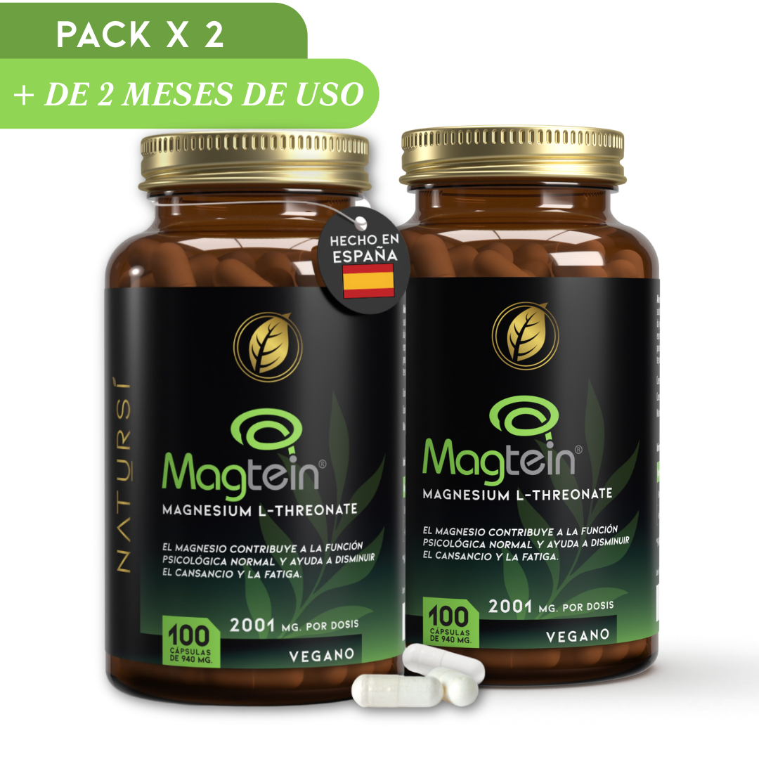 PACK 2 L-TREONATO de MAGNESIO (Magtein®) – 2001 mg por dosis - 100 cápsulas