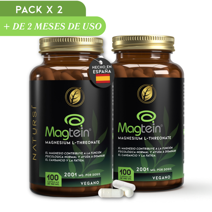 PACK 2 L-TREONATO de MAGNESIO (Magtein®) – 2001 mg por dosis - 100 cápsulas
