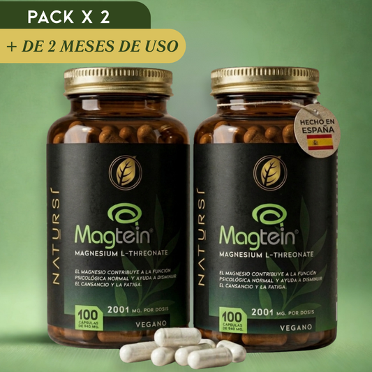 PACK 2 L-TREONATO de MAGNESIO (Magtein®) – 2001 mg por dosis - 100 cápsulas