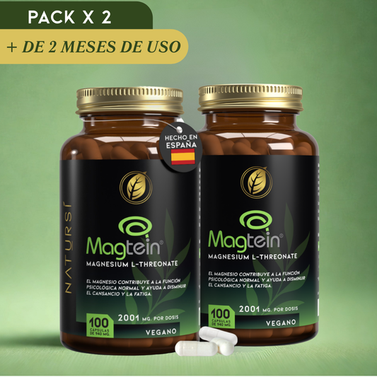PACK 2 L-TREONATO de MAGNESIO (Magtein®) – 2001 mg por dosis - 100 cápsulas
