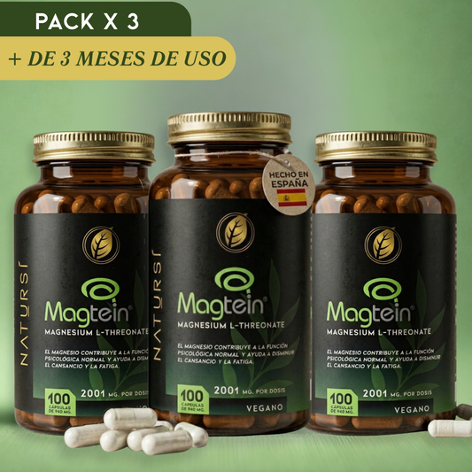 PACK 3 L-TREONATO de MAGNESIO (Magtein®) – 2001 mg por dosis - 100 cápsulas